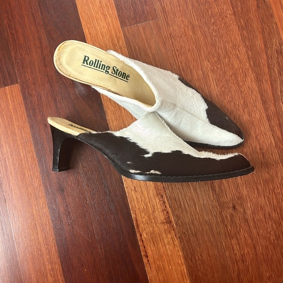 ROLLING STONE vintage cow fur mules from Mexico 26 - Picture 2 of 5